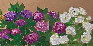 Hortensias et roses