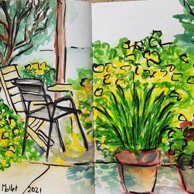 Potees sur la terrasse claire mallet