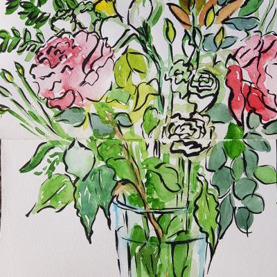 Roses et lisianthus claire mallet